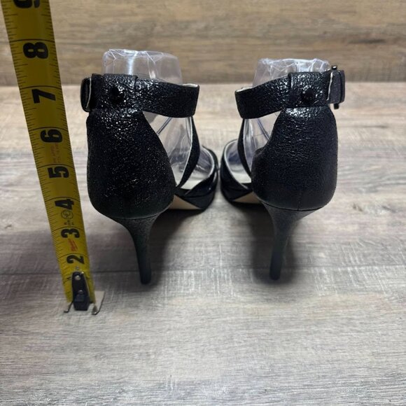 Michael Kors Evia Platform Sparkle Leather Open Toe Heels Women's Size 7.5 - Picture 3 of 7